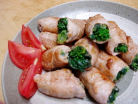 春の幸せ✿菜の花とアンチョビの豚肉巻き