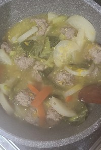 チンゲン菜 玉子 でスープ(軽い鍋)