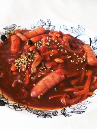ソーセージと大豆の味噌トマトシチューの画像
