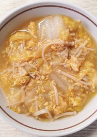 簡単✾白菜 えのき 卵の 味噌中華スープ