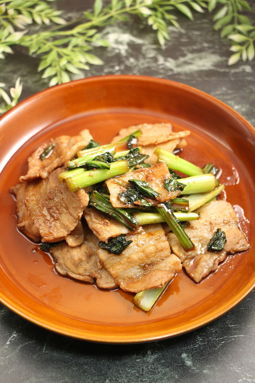 簡単！豚バラ小松菜の生姜焼きの画像