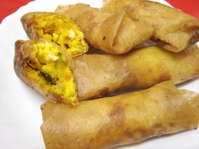 かぼちゃと卵とチーズの春巻き