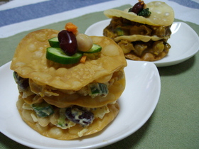 お豆deミルフィーユ仕立☆サラダ&カレー
