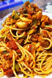 #野菜たっぷりミートスパゲッティ