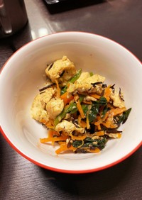 木綿豆腐と菜の花の炒め煮