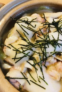 鍋の素活用●鶏肉の海苔餅鍋