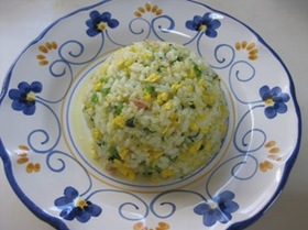 小松菜とたくあんのチャーハン