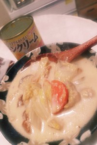 白菜チキンのコーンクリームスープ