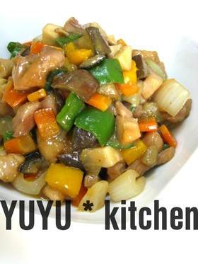 鶏と茄子の野菜コロコロ炒め♪