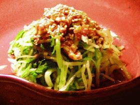 かんずりドレッシングでシャキシャキ水菜のおひたし:
