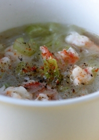海老とセロリの中華春雨スープ