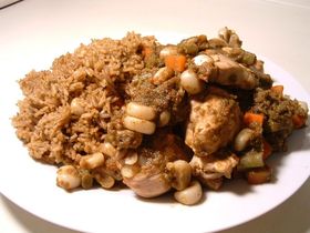 ペルー料理 チキンとグリーンライス