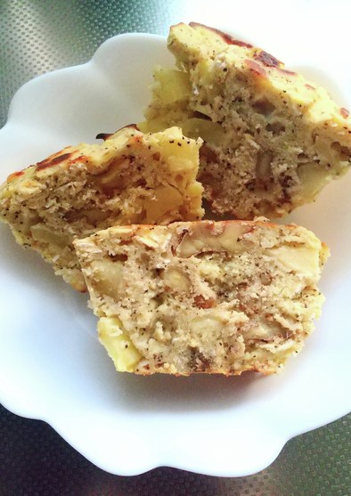 米粉と大豆粉とオートミールのりんごケーキの写真