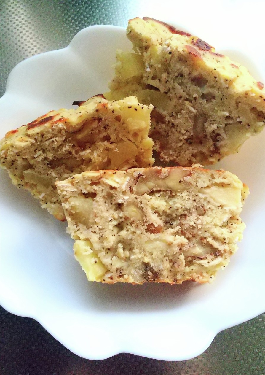 米粉と大豆粉とオートミールのりんごケーキの画像
