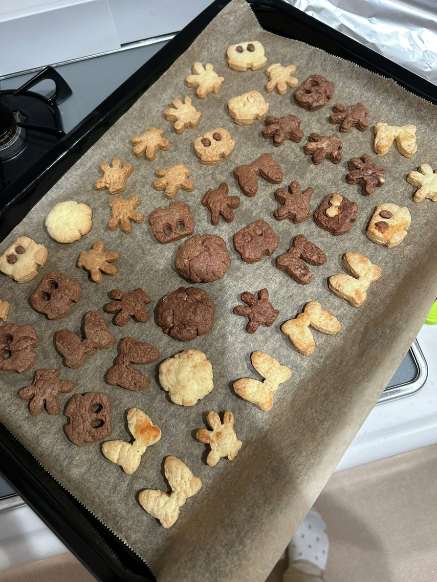 クッキー（プレーン、チーズ、ココア、紅茶の画像