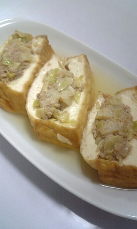 餃子のたねで✿厚揚げの✿はさみ煮