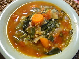 押麦入りミネストローネ(圧力鍋使用)