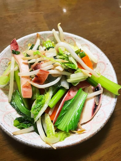 シンプル味！イカの塩野菜炒めの写真