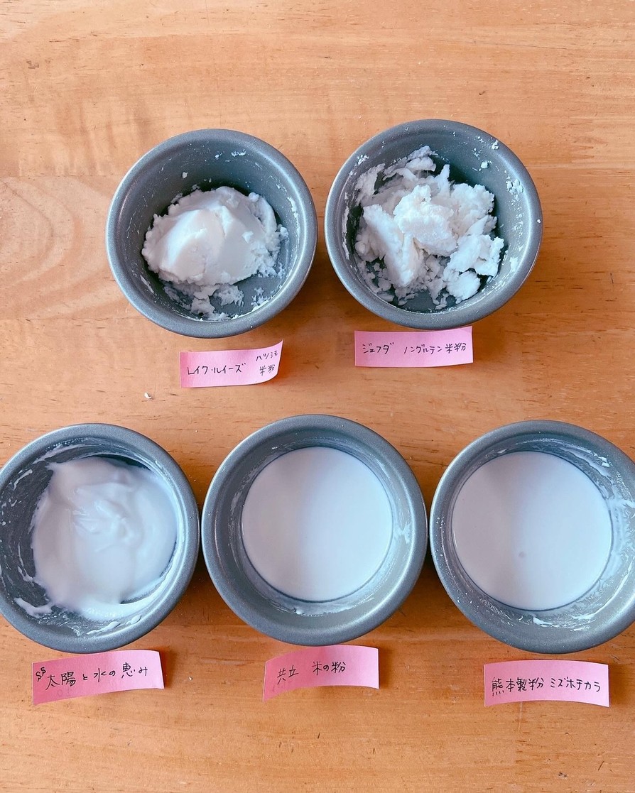 米粉の吸水実験(粉10g水10g)の画像