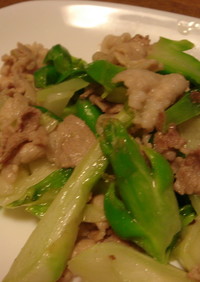 博多蕾菜と豚肉の炒め物