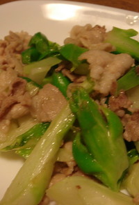 博多蕾菜と豚肉の炒め物