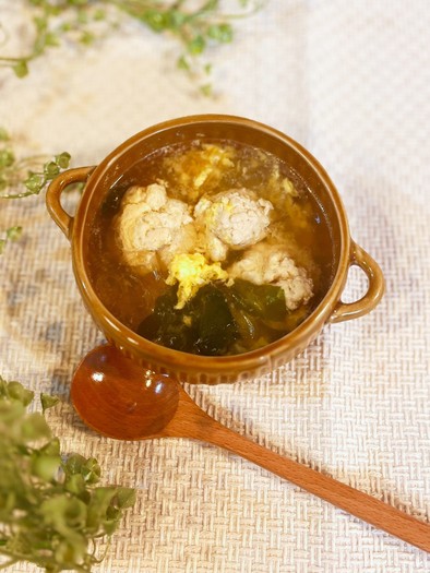 はんぺんと鶏ひき肉の和風春雨スープの写真