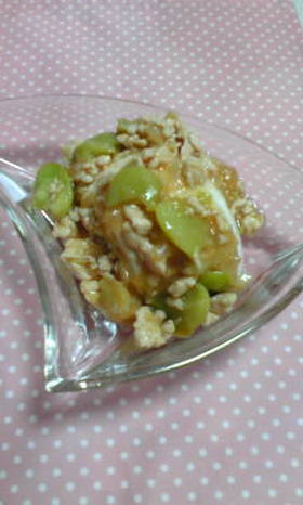 *空豆と鶏ひき肉のあんかけ*