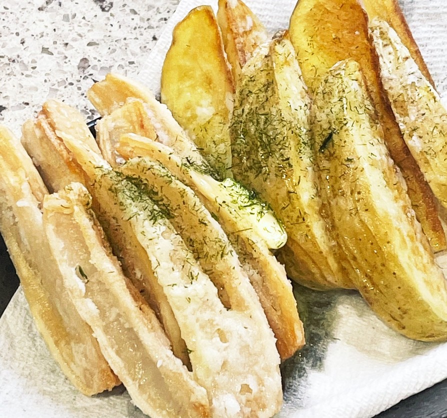 ホクホク☆彡レンコンとジャガイモの素揚げの画像