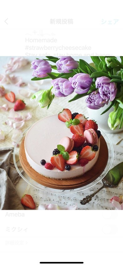 苺のレアチーズケーキの写真