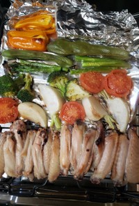 主菜と副菜が完成、手羽中の酢焼きグリル