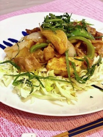 豆腐と豚バラ肉のソテーバルサミコ酢の写真