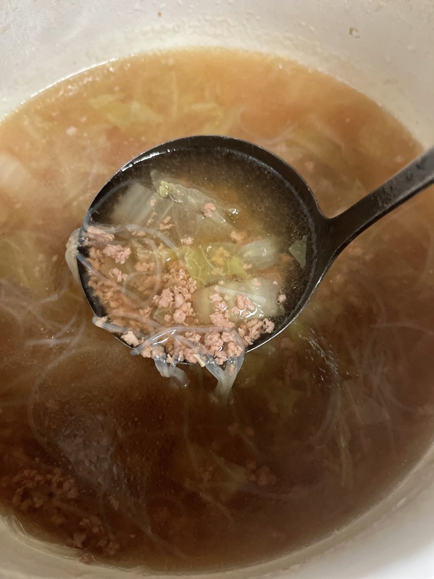 白菜とひき肉の簡単スープの画像
