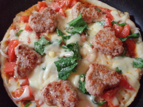 簡単フライパンHeart Pizza