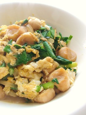 お麩が入った我が家のニラ玉*
