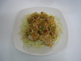 鶏胸肉のから揚げネギソース
