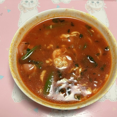 電子レンジ調理トマトスープ