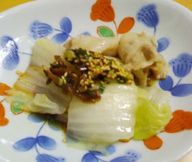 蒸し白菜&蒸し豚の柴漬けソース