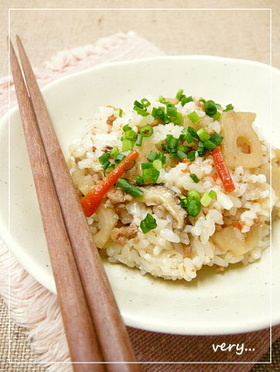 クック膳★豚挽き肉と蓮根の混ぜご飯