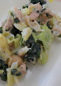 【給食】小松菜とツナのサラダひよこ豆入り