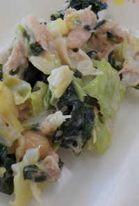 【給食】小松菜とツナのサラダひよこ豆入り