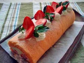 米粉 de ピンクの苺ロールケーキ・。☆