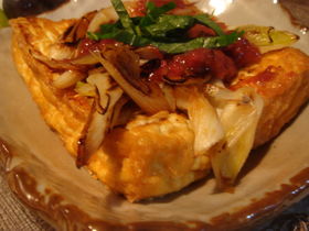 厚揚げの焼き葱梅ソース