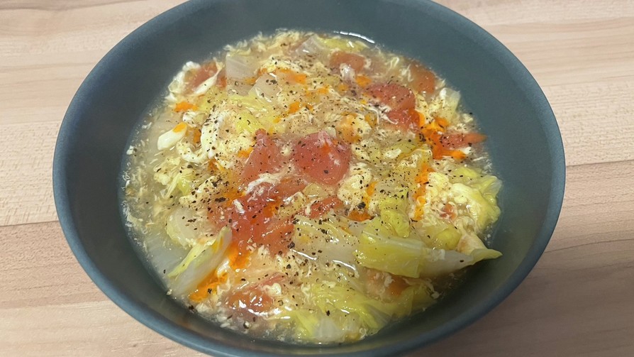 トマト白菜酸辣スープの画像