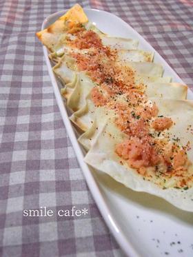 カリカリ~たらこクリームチーズのピザ風☆