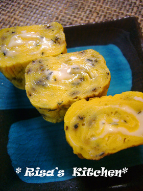 お弁当に✿バジルチーズin玉子焼き♡