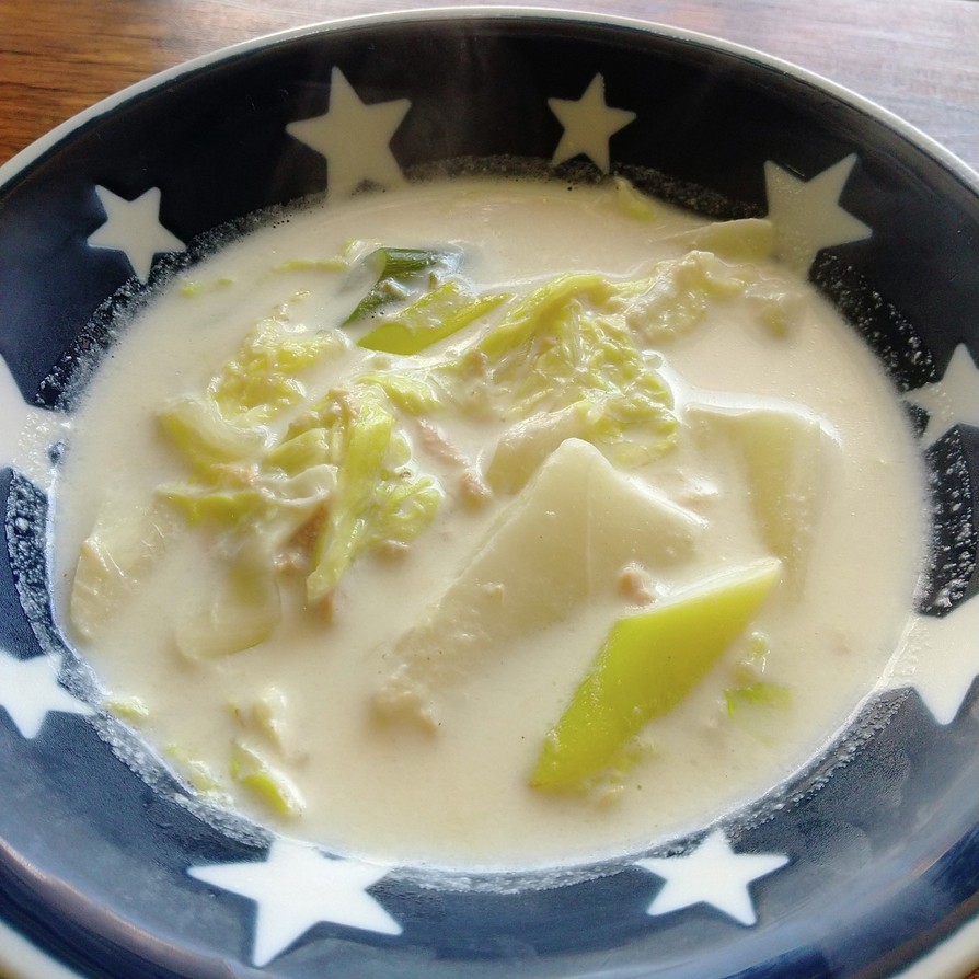 我が家の定番☆ツナと白菜のクリームスープの画像
