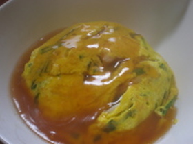 プリプリエビとニラの天津丼風