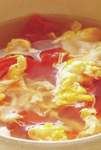 トマトと卵のオカケンスープ