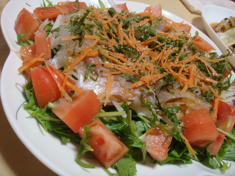 居酒屋メニュー★鯛のカルパッチョ風サラダの画像