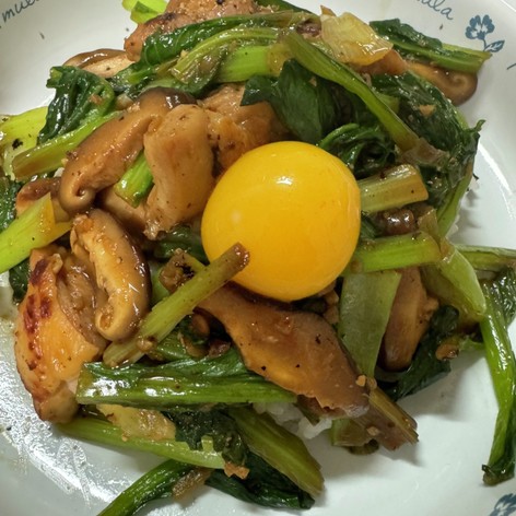 鶏モモ肉と小松菜丼